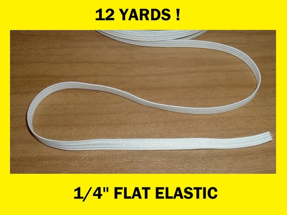 1/4" Inch White Elastic 12/18/25 Yards, Knitted Flat Stretch Elastic, DIY Mask Ear Straps, Ties, Crafting Sewing Supply, Ready to Ship Il_570xn