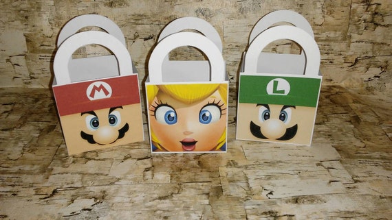 Princess Peach Luigi Super Mario Brothers Treat Boxes Favor Goodie Candy Bags Birthday Party Il_570xn