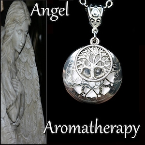 Essential Oil Diffuser Silver Tree of Life Locket Necklace Young Living Doterra Aromatherapy