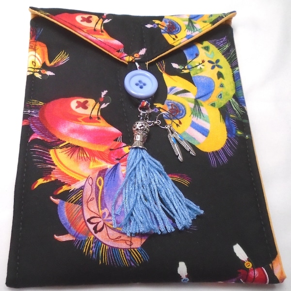 Native American fancy shawl dancers handmade quilted tarot card bag handmade tassel beads silver feather charms