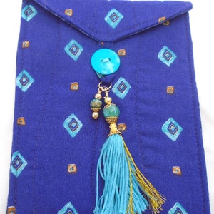 Handmade Padded Tarot Card Bag: Purple Diamond Design with Tassel
