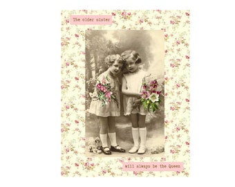 digital older sister funny birthday card