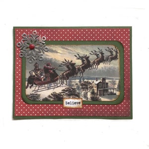Santa with reindeer Christmas card