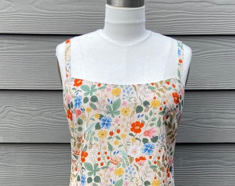 Handmade Slip dress with Rifle Paper Co strawberry fields rayon fabric in blush pink. Size 10/12