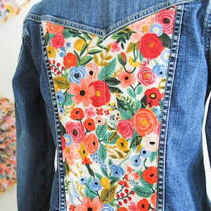 Custom Upcycled Denim Jacket With Rifle Paper Co Fabric You Send Me ...
