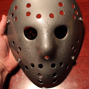 Hammered Grey Metal Jason Voorhees Friday the 13th Hockey Mask