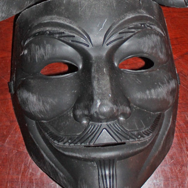 Custom painted Black Carbon battle Weathered Guy Fawkes battle Damage Mask V for Vendetta Anonymous