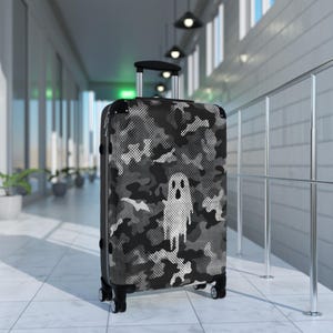 Ghostly Camo Suitcase | Stylish Travel Luggage for Spooky Adventures, Halloween Travel, Unique Gift for Travelers, Trendy Baggage