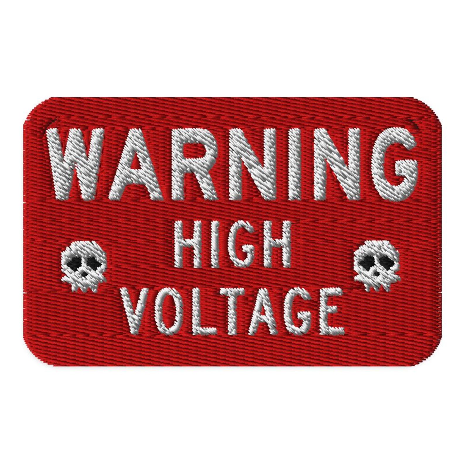 Warning High Voltage Embroidered Patches - Etsy