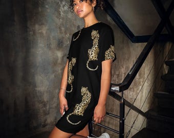 Trendy Jaguar Print T-shirt dress