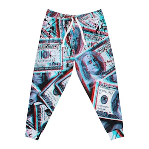 Money Print Athletic Joggers, Streetwear Sweatpants, Hip Hop Track Pants, Urban Style Stereoscopic Bottoms, Workout Leggings