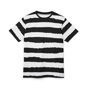 Minimalist Black and White Striped Tee, Casual Unisex Shirt, Streetwear Top, Stylish Everyday Wear, Graphic Tee, Gift Idea for Him & Her
