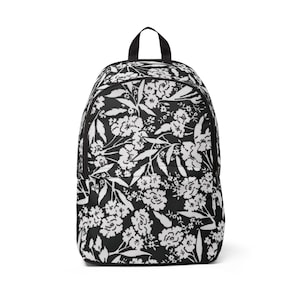 Vintage Floral Unisex Backpack, Flower Print School Bag, Retro Style Travel Knapsack, Botanical Canvas Rucksack, Boho Fabric Daypack