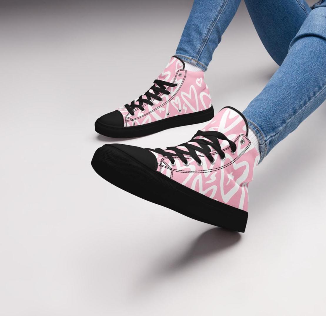 Heart Print Street Style Women’s high top canvas shoes