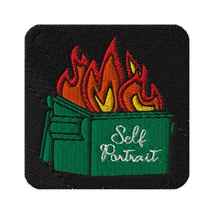 Flame Iron-On Patch, Self Portrait Humor Patch, DIY Fashion Embellishment, Creative Gift for Artists, Jacket Decoration