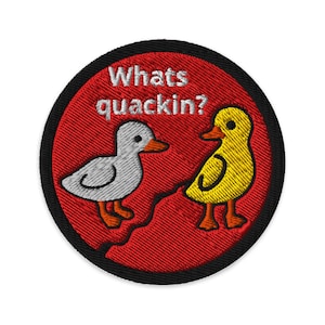 What&#39;s Quackin&#39; Iron-On Patches for Jackets, Fun Embroidery Patches for Bags, Sew-On Cute Accessories, Family Gifts, Quirky Apparel Decor