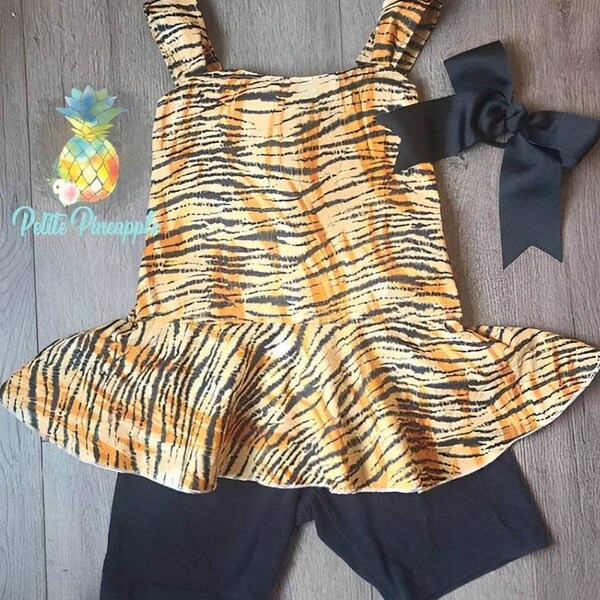 Tiger peplum top - tiger outfit - tiger dress - tiger romper - tiger striped shirt - tiger peplum