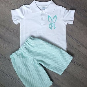 Monogram polo- monogram Easter polo- boy Easter outfit- Easter outfit- sibling Easter outfit- boy Easter shorts- toddler Easter outfit