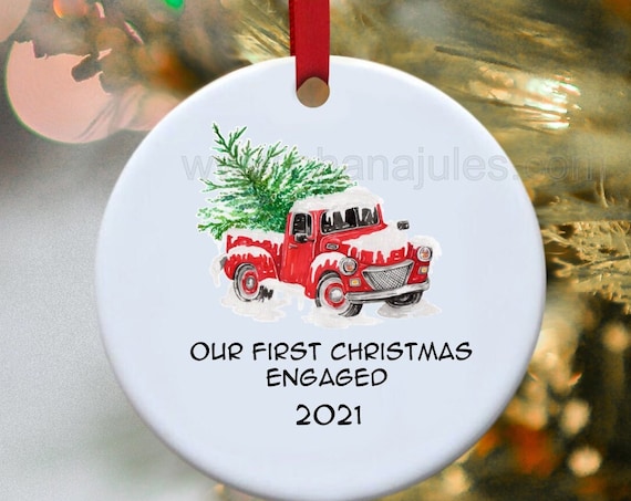 First Christmas, 1st Christmas, Engaged, Christmas Ornament, Red truck, Our first Christmas, Our 1st Christmas,