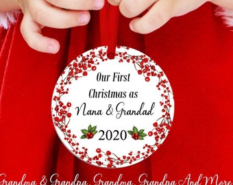 Grandparents, Glass ornament, Baby announcement  , pregnancy, baby,  Pregnant, Personalized Ornament,  Grandparents to be, customized, Baby