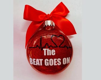 Personalized Heart Ornament, Heart survivor ornament,Heart awareness ornament, Christmas Ornament, Pacemaker ornament , Christmas Decor,