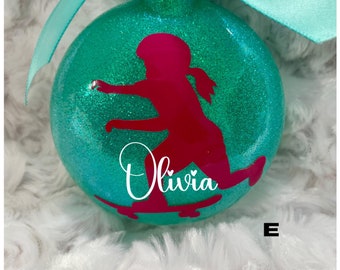 Skateboarding, skateboard ornament, skater boy, skater girl, Dirt Bike, BMX,  Glass Ornament, Boys Ornaments, Girl Skateboarder Ornament