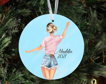 Personalized Bestie Ornament: Custom Drawing Christmas Ornament