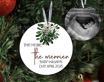 The more the Merrier , Grandparent to be ornament ,Ceramic Ornament. Baby Annoncement, Pregnancy annoncent Ornament,Christmas ornament,