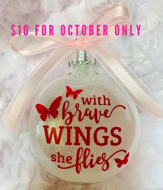 Breast Cancer, Cancer Awareness, BReast Cancer Ornament, Personalized Ornament, Glass Ornament, Remembrance