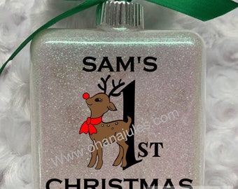 1st Christmas , First Christmas, 2nd Christmas, 3rd Christmas, Glass Ornament. Glass Ornament , Rudolph . Reindeer, Christmas ornament