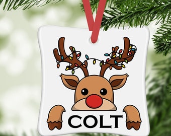 Christmas Ornament, Kids Ornament, Reindeer Ornament, Christmas gift for kids, Personalized Christmas Ornament, First Name Ornament,Xmas