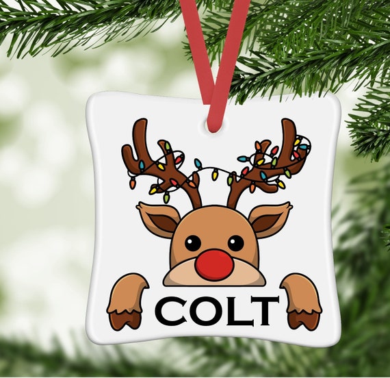 Christmas Ornament, Kids Ornament, Reindeer Ornament, Christmas gift for kids, Personalized Christmas Ornament, First Name Ornament,Xmas