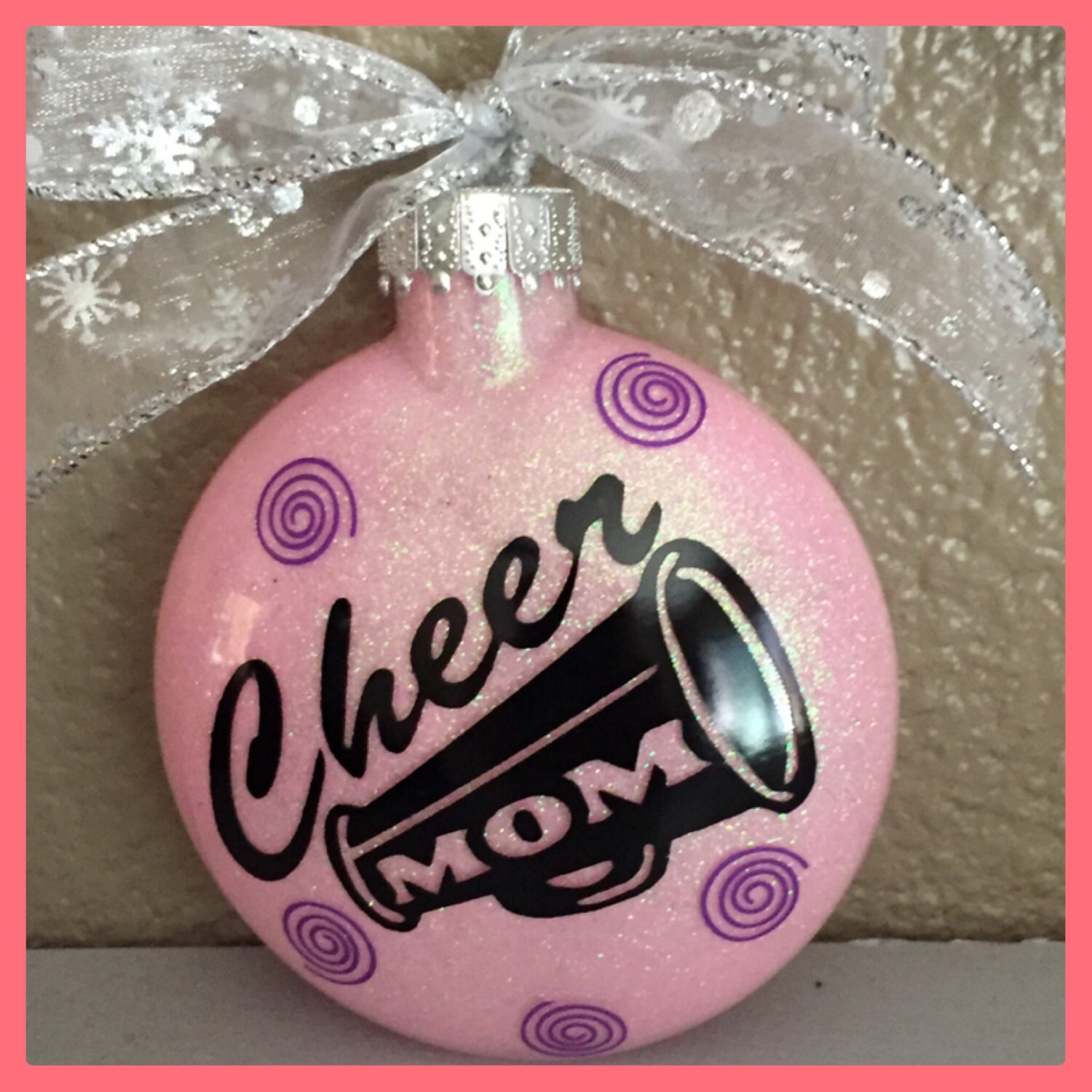 Cheer, cheerleading Ornament, Ornaments, Cheer mom, Glass Ornament