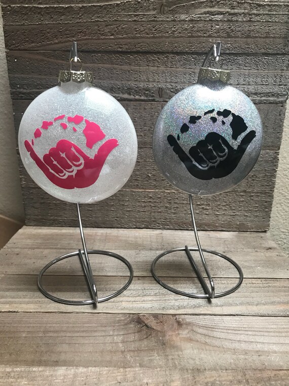 Personalized Shaka Glass Ornament, Hawaiian Christmas Gift, Aloha Hawaii Keepsake, Custom Christmas Tree Decoration, Hawaiian ornaments