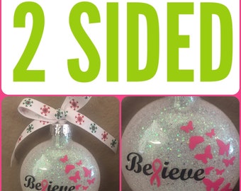 Personalized Breast Cancer Ornament, Breast Cancer Ornament, Cancer Ornament, Breast Cancer Awareness, Christmas Ornament, Christmas Tree