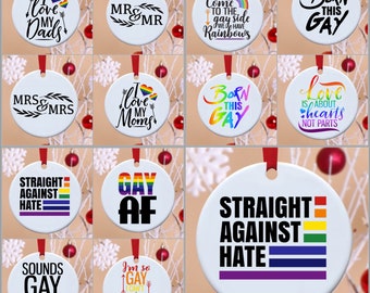 LGBT, LGBTQ, Straight Pride, Pride, Gay, Rainbow, Ornaments, Christmas