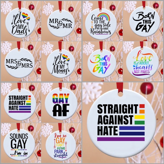 LGBT, LGBTQ, Straight Pride, Pride, Gay, Rainbow, Ornaments, Christmas