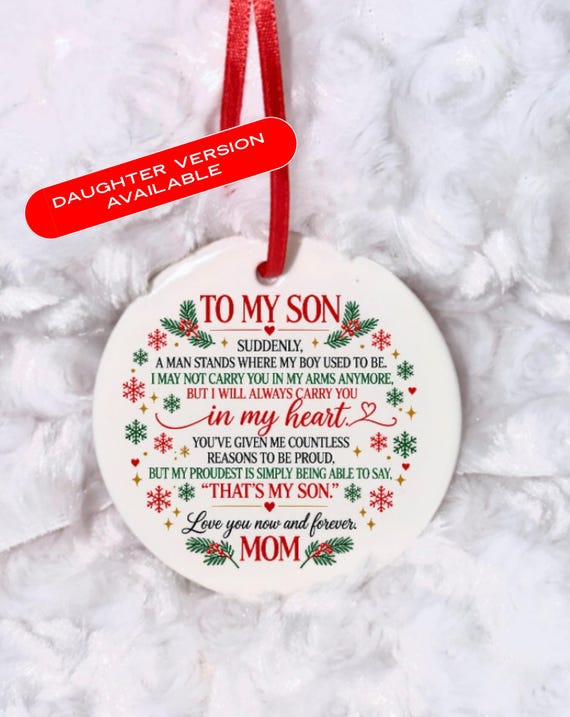 To My Son or Daughter Christmas Ornament, Sentimental Mom Gift, Proud Parent Keepsake, Christmas Tree Decoration, Ornament From Parent