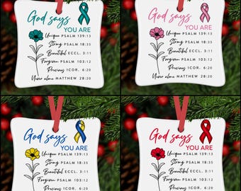 Awareness ornament, Ribbon ornament, Personalized gift, Faith ornament,Encouragement gift,Gift for friend, Personalized faith gift