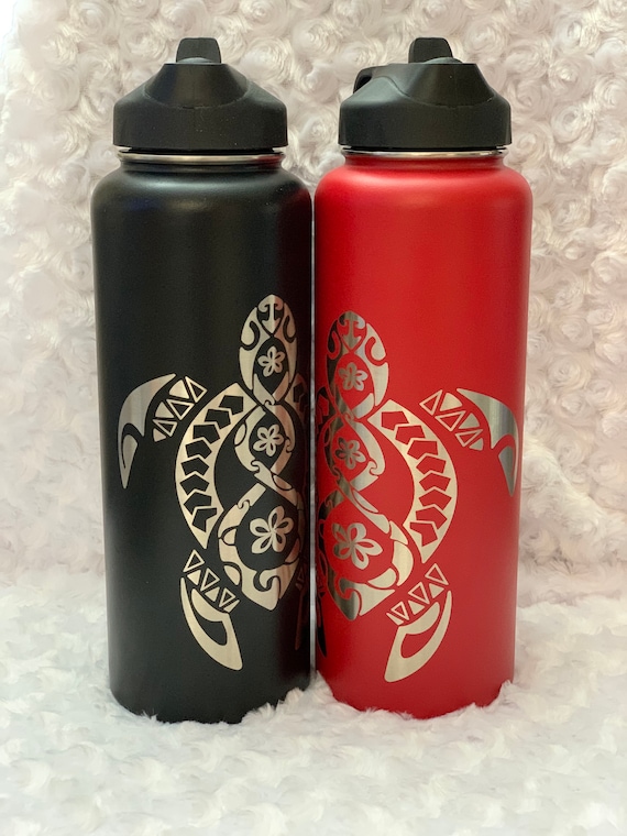 Honu Tumbler, Flask, Water Bottle, Custom Stainless, Engraved, Etched, Personalized Water Bottle, Hawaiian, Aloha, Water