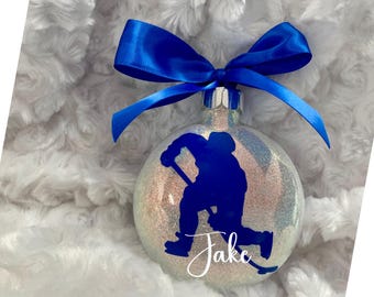 Hockey Ornament, Hockey player ornament , Glass Ornament, Christmas Ornaments, Personalized Ornaments, Christmas, Ice Hockey Ornament