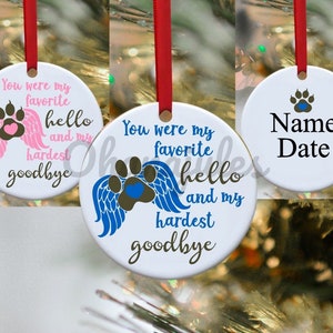 Pet memorial ornament, Paw print ornament, Personalized pet keepsake, Dog memorial ornament, Cat memorial ornament, Pet loss remembrance,
