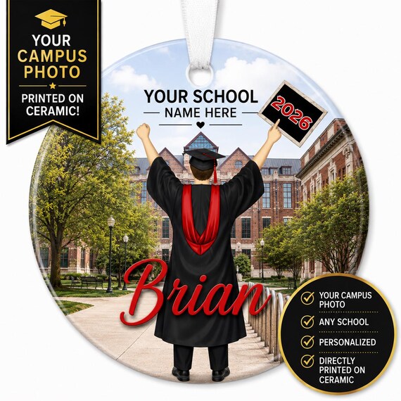 Personalized College Graduation Ornament, Custom Graduate Gift, Class of 2026 Keepsake, Senior Christmas Ornament, Grad Gift, Gift For Grad