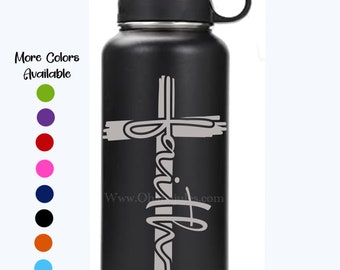 Faith, religion, Water flask, Sun flower Flask, Flask, Christian Gifts, Cold and Hot drinks ,40 oz laser engraved water bottle, water bottle