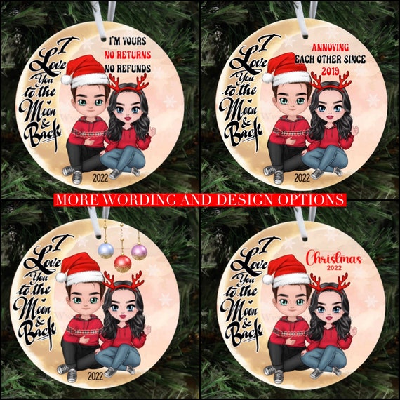 Couple ornament, Moon and back, Funny ornament, Custom Ornament, Family ornament, Christmas ornament, Photo Ornament, 1st Christmas ornament