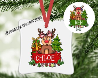 Kids Ornaments, Funny Ornament, Family Ornament, Reindeer, Reindeer Ornament Christmas, Santa, Christmas Kids Ornament