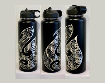 Hawaiian Hook, Makau, Aloha, Tribal, Flask, Water, Coffee, Tea, Water Bottle, Personalized, fathers day, Ohana, Water Bottle, Flask, Water
