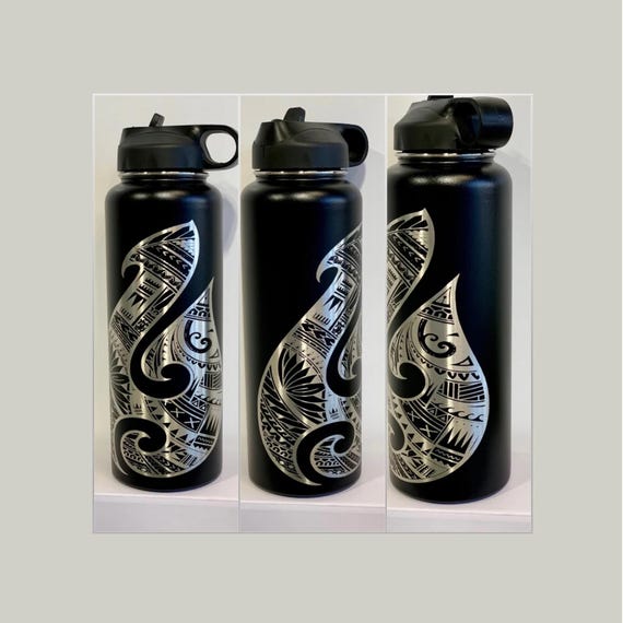 Personalized Makau Water Bottle: Laser Etched Hawaiian Hook, 40 Oz