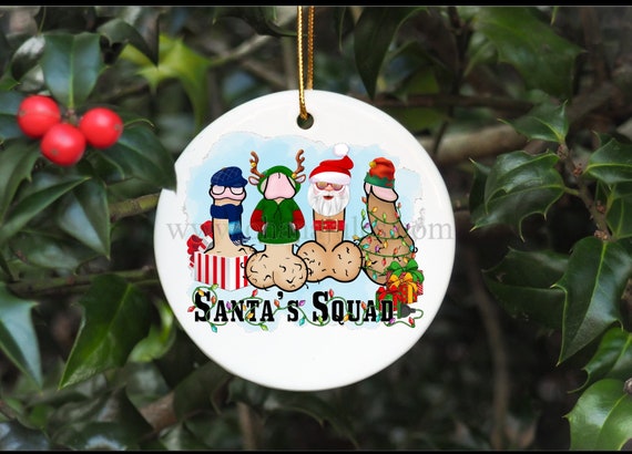 Christmas Ornaments, Christmas, , Bff, rude ornaments, Personalized Ornament, Ceramic, santa squad