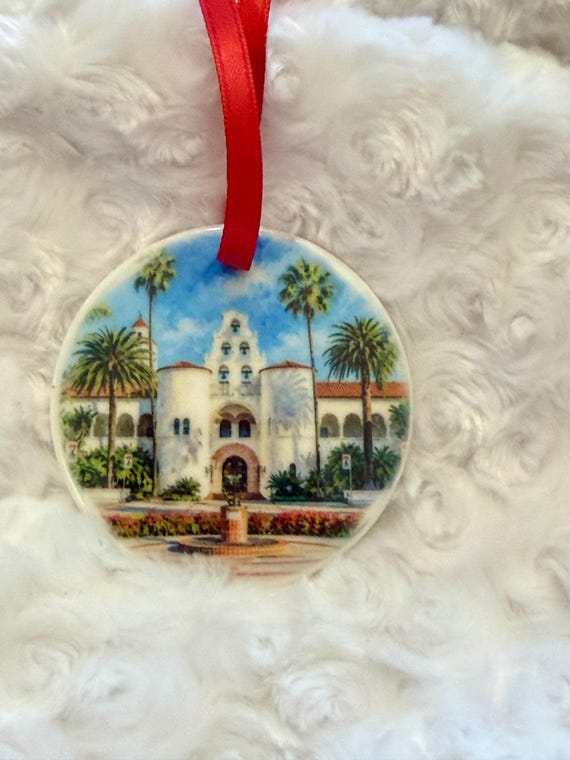 Personalized College Campus Ornament, Custom University Christmas Ornament, Graduation Gift, College Keepsake, Campus Photo Painting